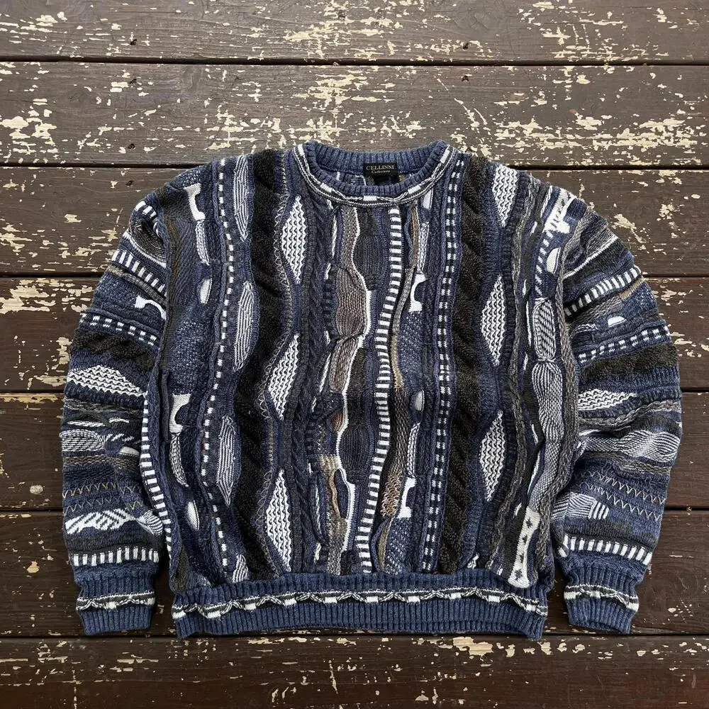 (S) Vintage 90s Y2K Coogi Style 3D Textured Knit Sweater - Picture 1 of 5